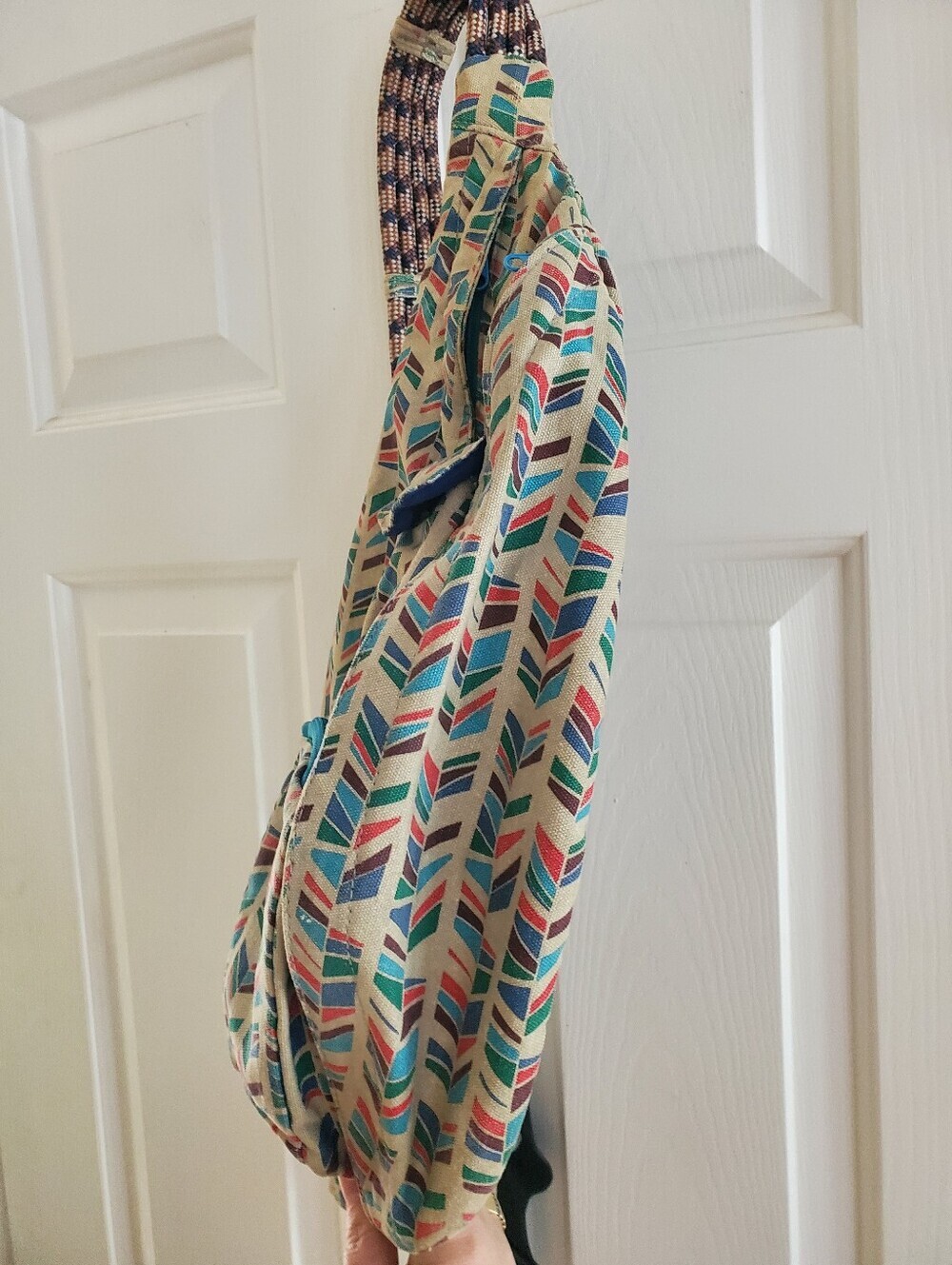 Kavu Rope Shoulder Sling Bag Limited Edition Aztec Geometric Turquoise Boho - Picture 2 of 12